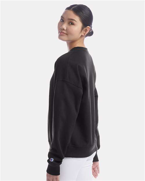 Champion SL650 Women's Powerblend Crewneck Sweatshirt - Black - model side