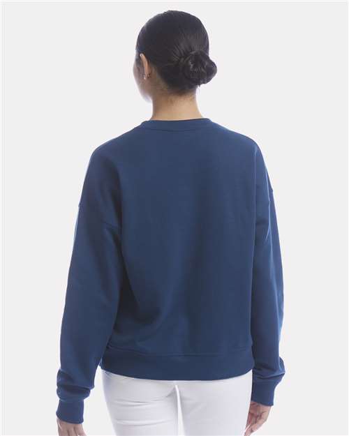 Champion SL650 Women's Powerblend Crewneck Sweatshirt - Late Night Blue - model back