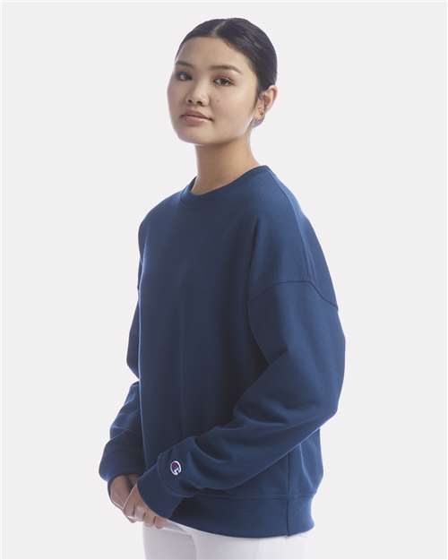 Champion SL650 Women's Powerblend Crewneck Sweatshirt - Late Night Blue - model side