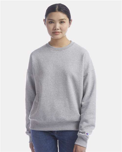 Champion SL650 Women's Powerblend Crewneck Sweatshirt - Light Steel - model front