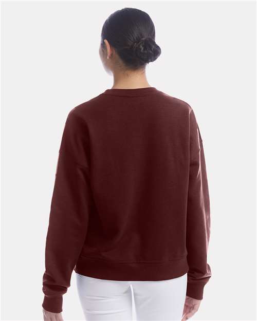 Champion SL650 Women's Powerblend Crewneck Sweatshirt - Maroon - model back