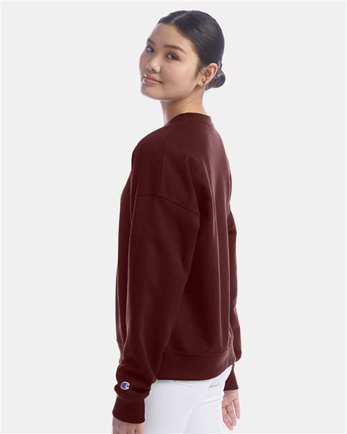 Champion SL650 Women's Powerblend Crewneck Sweatshirt - Maroon - model side