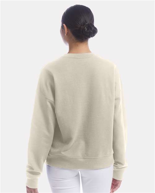 Champion SL650 Women's Powerblend Crewneck Sweatshirt - Sand - model back