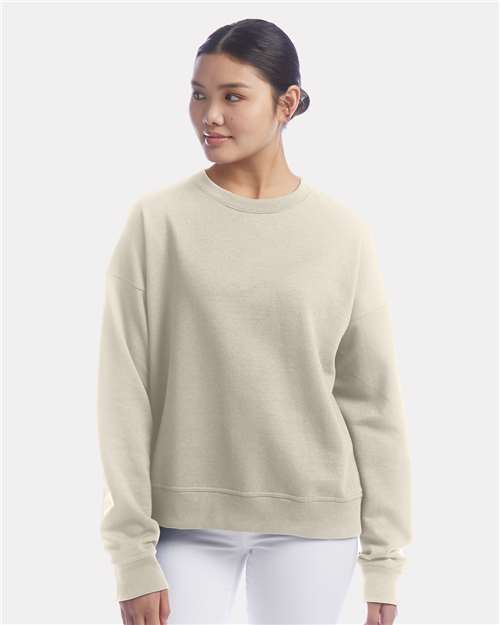 Champion SL650 Women's Powerblend Crewneck Sweatshirt - Sand - model front