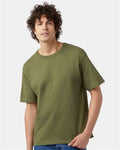 Champion T105 Unisex Heritage Jersey T-Shirt - Fresh Olive - model front