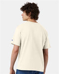 Champion T105 Unisex Heritage Jersey T-Shirt - Natural - model back