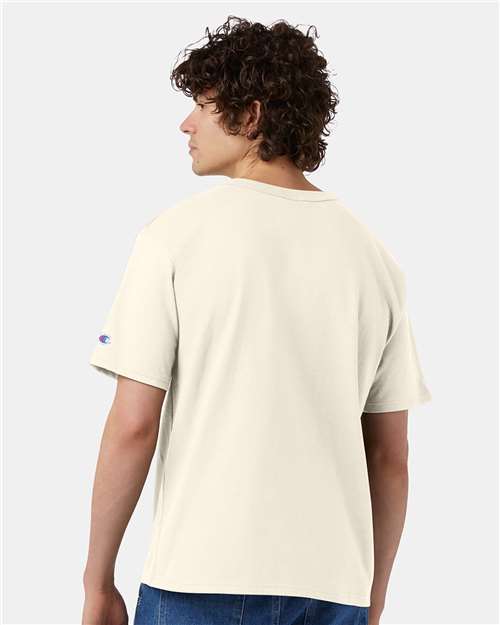 Champion T105 Unisex Heritage Jersey T-Shirt - Natural - model back