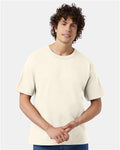 Champion T105 Unisex Heritage Jersey T-Shirt - Natural - model front