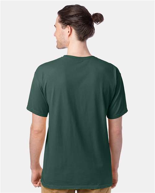 Hanes GDH100 Men's Garment-Dyed T-Shirt - Field Green - model back