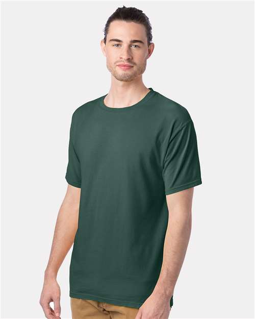Hanes GDH100 Men's Garment-Dyed T-Shirt - Field Green - model side