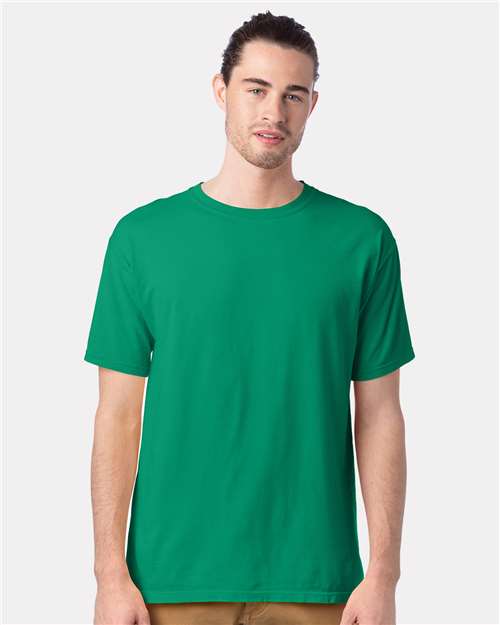 Hanes GDH100 Men's Garment-Dyed T-Shirt - Rich Green Grass - model front
