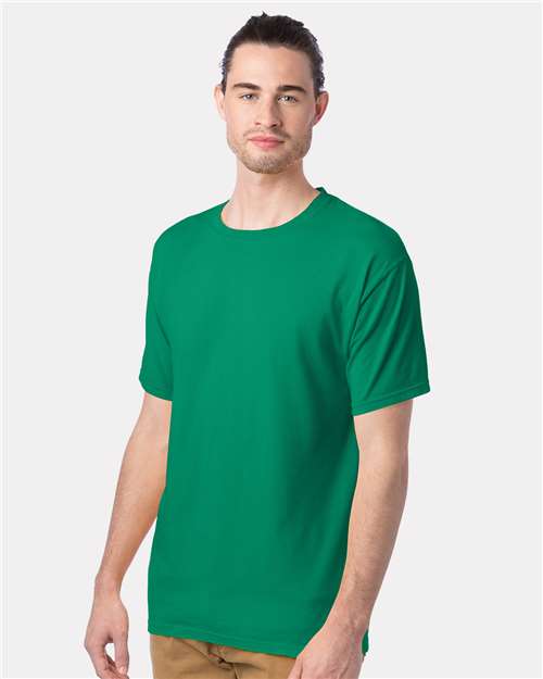 Hanes GDH100 Men's Garment-Dyed T-Shirt - Rich Green Grass - model side