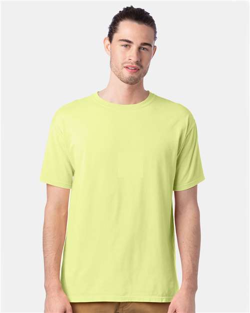 Hanes GDH100 Men's Garment-Dyed T-Shirt - Chic Lime - model front