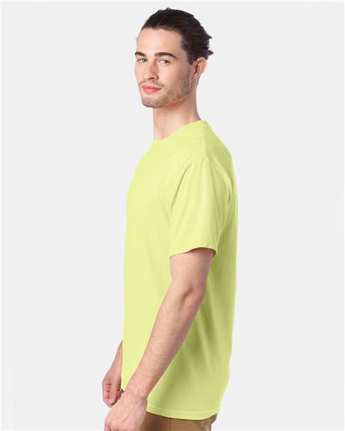 Hanes GDH100 Men's Garment-Dyed T-Shirt - Chic Lime - model side