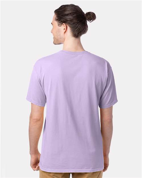 Hanes GDH100 Men's Garment-Dyed T-Shirt - Future Lavender - model back