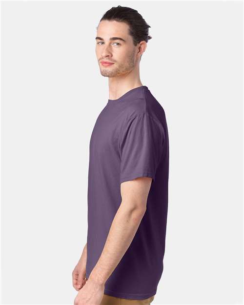 Hanes GDH100 Men's Garment-Dyed T-Shirt - Grape Soda - model side