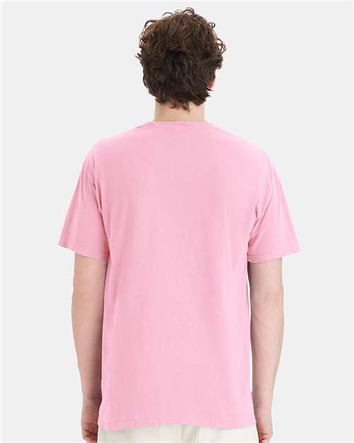 Hanes GDH150 Unisex Garment-Dyed Pocket T-Shirt - Cotton Candy - model back