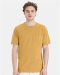 Hanes GDH150 Unisex Garment-Dyed Pocket T-Shirt - Artisan Gold - model front