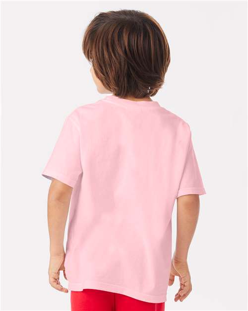Hanes GDH175 Youth Garment-Dyed T-Shirt - Cotton Candy - model back