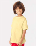 Hanes GDH175 Youth Garment-Dyed T-Shirt - Summer Squash Yellow - model side