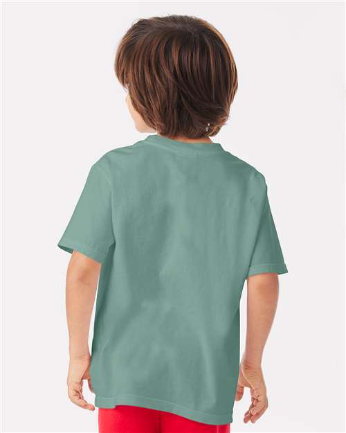 Hanes GDH175 Youth Garment-Dyed T-Shirt - Cypress Green - model back