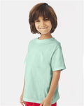 Hanes GDH175 Youth Garment-Dyed T-Shirt - Honeydew - model side