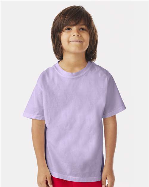 Hanes GDH175 Youth Garment-Dyed T-Shirt - Future Lavender - model front