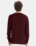 Hanes GDH200 Unisex Garment-Dyed Long Sleeve T-Shirt - Maroon - model back