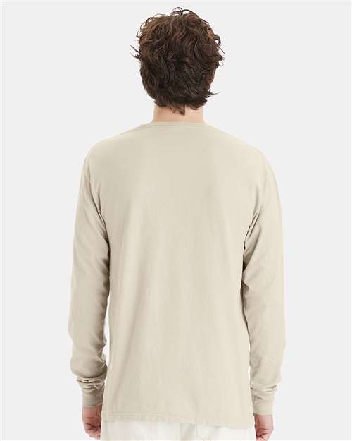 Hanes GDH200 Unisex Garment-Dyed Long Sleeve T-Shirt - Parchment - model back