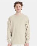 Hanes GDH200 Unisex Garment-Dyed Long Sleeve T-Shirt - Parchment - model front