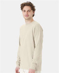 Hanes GDH200 Unisex Garment-Dyed Long Sleeve T-Shirt - Parchment - model side