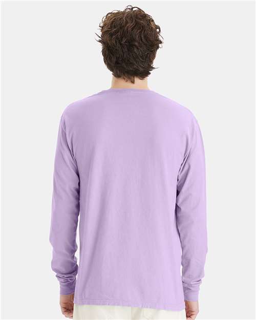 Hanes GDH200 Unisex Garment-Dyed Long Sleeve T-Shirt - Future Lavender - model back