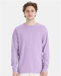 Hanes GDH200 Unisex Garment-Dyed Long Sleeve T-Shirt - Future Lavender - model front