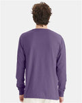 Hanes GDH200 Unisex Garment-Dyed Long Sleeve T-Shirt - Grape Soda - model back