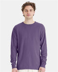 Hanes GDH200 Unisex Garment-Dyed Long Sleeve T-Shirt - Grape Soda - model front