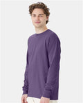 Hanes GDH200 Unisex Garment-Dyed Long Sleeve T-Shirt - Grape Soda - model side