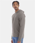 Hanes GDH280 Unisex Garment-Dyed Jersey Hooded Long Sleeve T-Shirt - Concrete Grey - model side