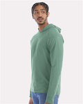 Hanes GDH280 Unisex Garment-Dyed Jersey Hooded Long Sleeve T-Shirt - Cypress Green - model side