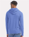 Hanes GDH280 Unisex Garment-Dyed Jersey Hooded Long Sleeve T-Shirt - Deep Forte Blue - model back