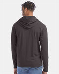 Hanes GDH280 Unisex Garment-Dyed Jersey Hooded Long Sleeve T-Shirt - New Railroad Grey - model back