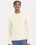 Hanes GDH280 Unisex Garment-Dyed Jersey Hooded Long Sleeve T-Shirt - Parchment - model front