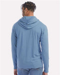 Hanes GDH280 Unisex Garment-Dyed Jersey Hooded Long Sleeve T-Shirt - Saltwater - model back