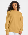 Hanes GDH400 Unisex Garment-Dyed Crewneck Sweatshirt - Artisan Gold - model front