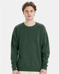 Hanes GDH400 Unisex Garment-Dyed Crewneck Sweatshirt - Field Green - model front