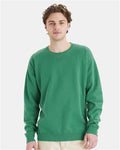 Hanes GDH400 Unisex Garment-Dyed Crewneck Sweatshirt - Rich Green Grass - model front