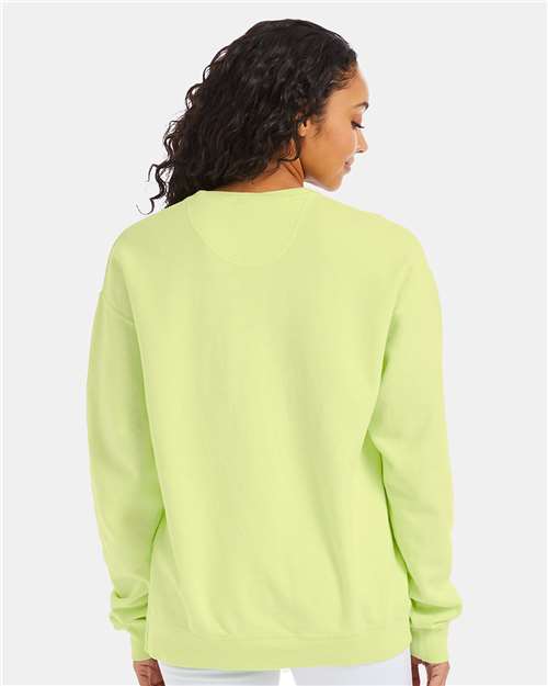 Hanes GDH400 Unisex Garment-Dyed Crewneck Sweatshirt - Chic Lime - model back