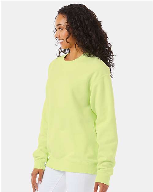 Hanes GDH400 Unisex Garment-Dyed Crewneck Sweatshirt - Chic Lime - model side