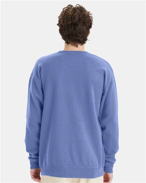 Hanes GDH400 Unisex Garment-Dyed Crewneck Sweatshirt - Frontier Blue - model back