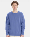 Hanes GDH400 Unisex Garment-Dyed Crewneck Sweatshirt - Frontier Blue - model front