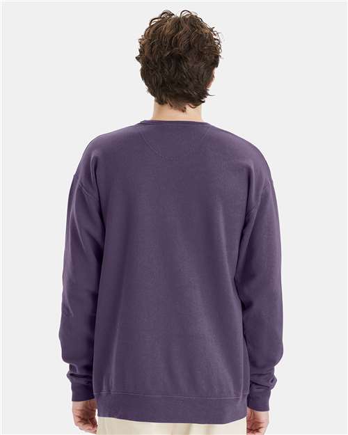Hanes GDH400 Unisex Garment-Dyed Crewneck Sweatshirt - Grape Soda - model back